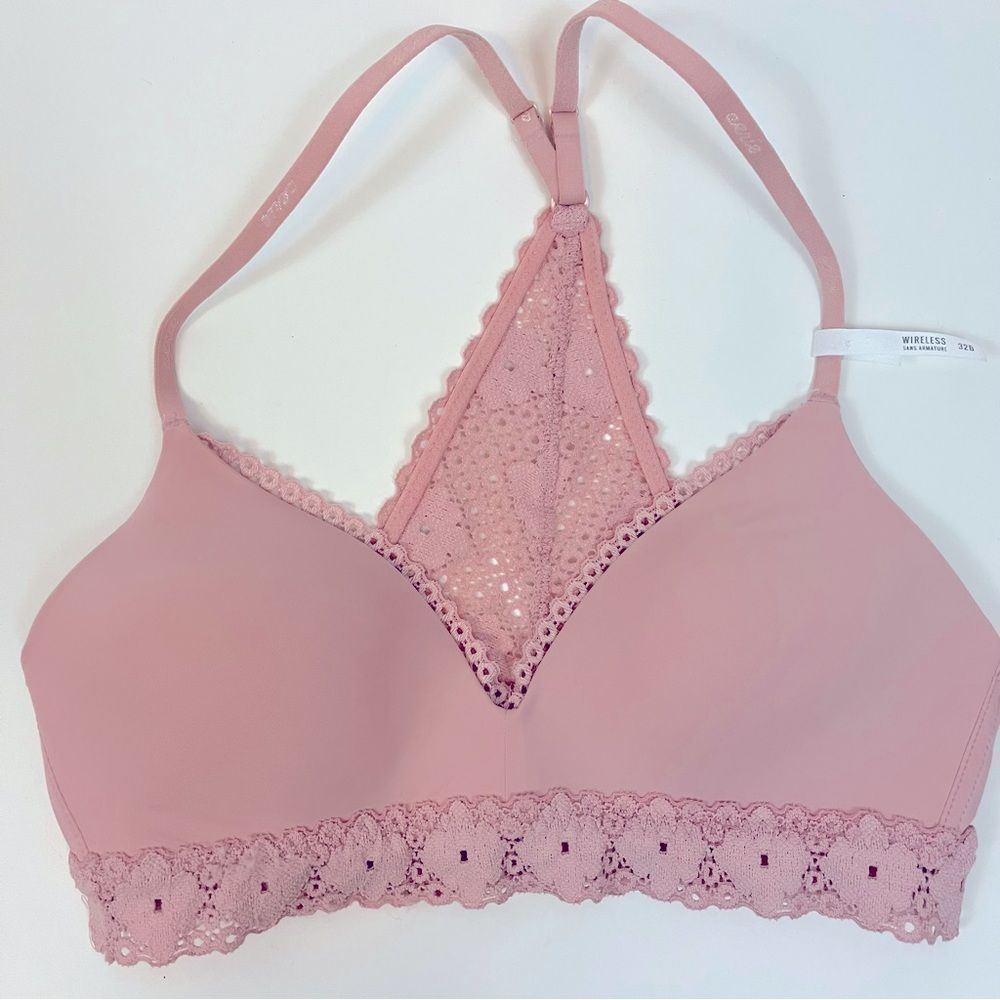 NWT Aerie Real Happy Wireless Lightly Lined Bra Bralette Racerback Lace 32B